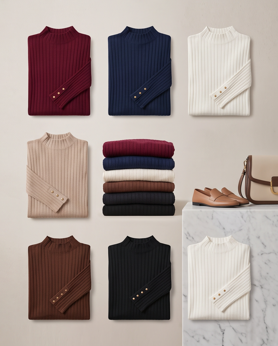 JERSEY DE PUNTO CON CUELLO SEMIALTO Y BOTONES – DINAMARCA