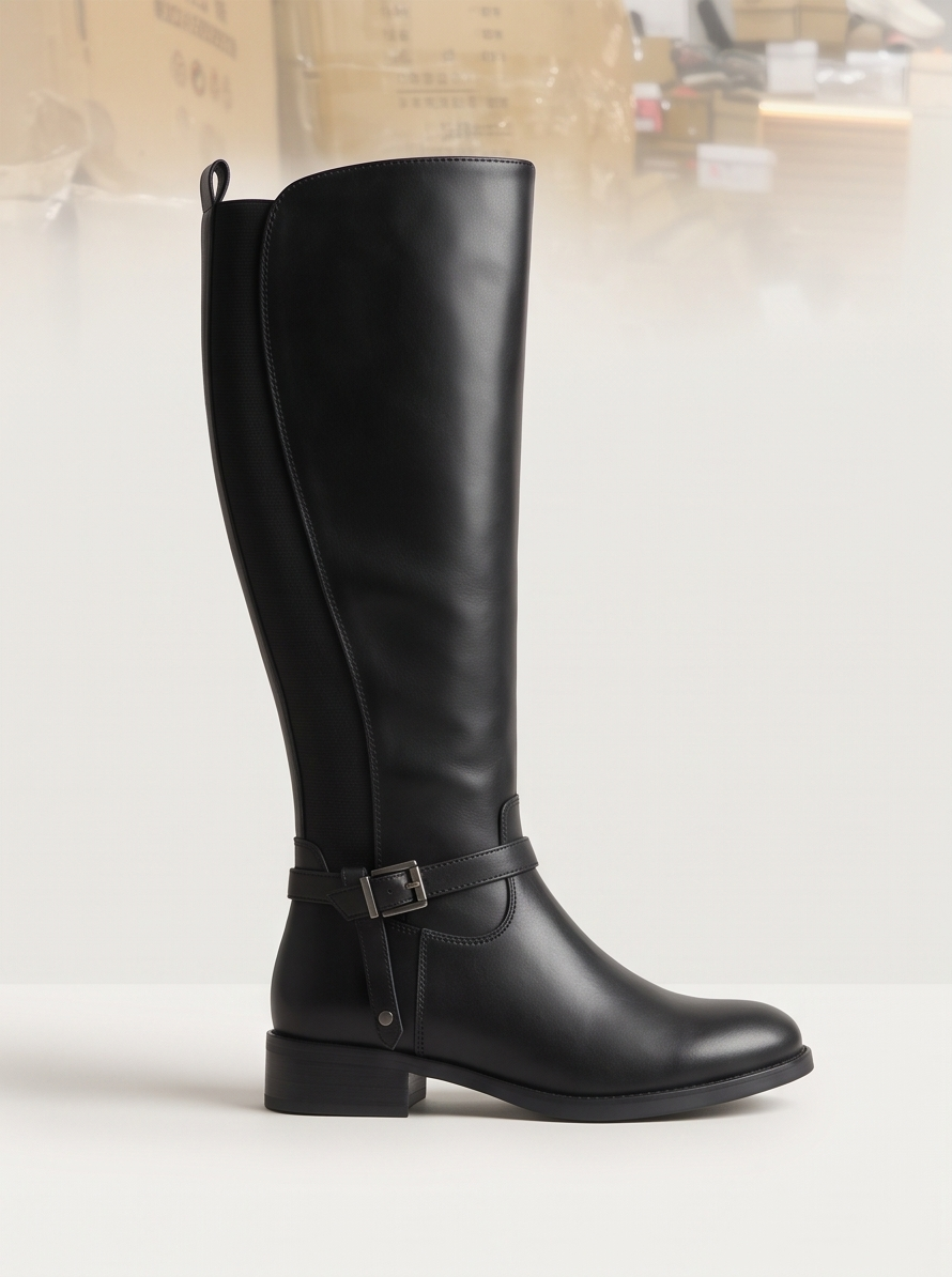 BOTA ALTA NEGRA DE MUJER CON HEBILLA – BOLONIA