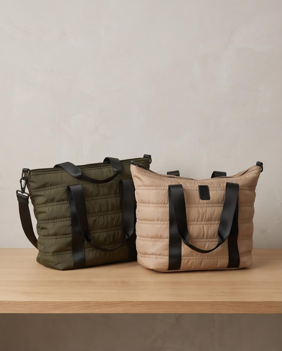 BOLSO SHOPPER ACOLCHADO CON ASA NEGRA – NORA