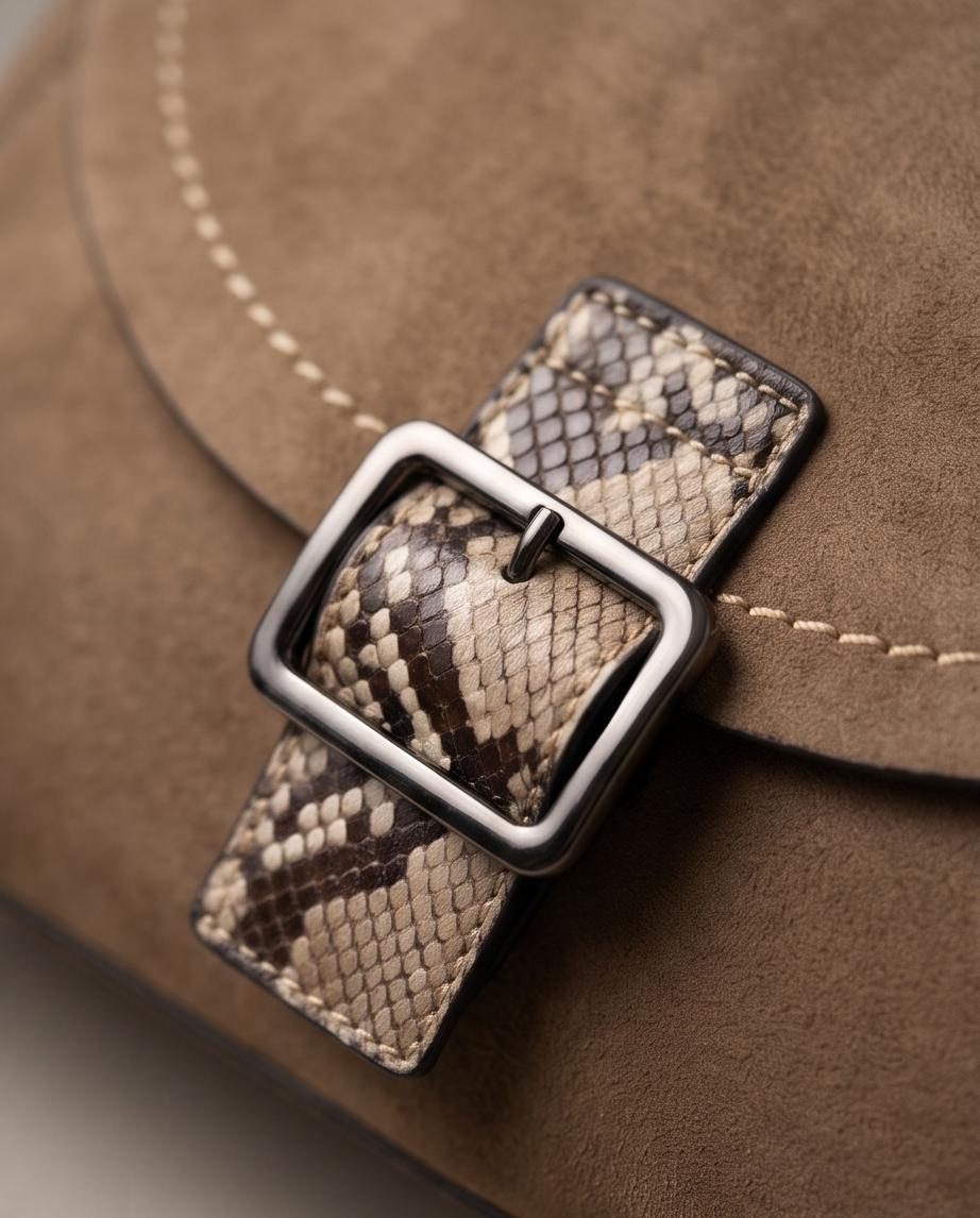 BOLSO DE MUJER VERDE CAQUI EFECTO ANTE CON DETALLES ANIMAL PRINT – LOLA